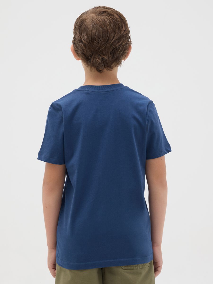 T-shirt da ragazzo in puro cotone blu regular fit_1