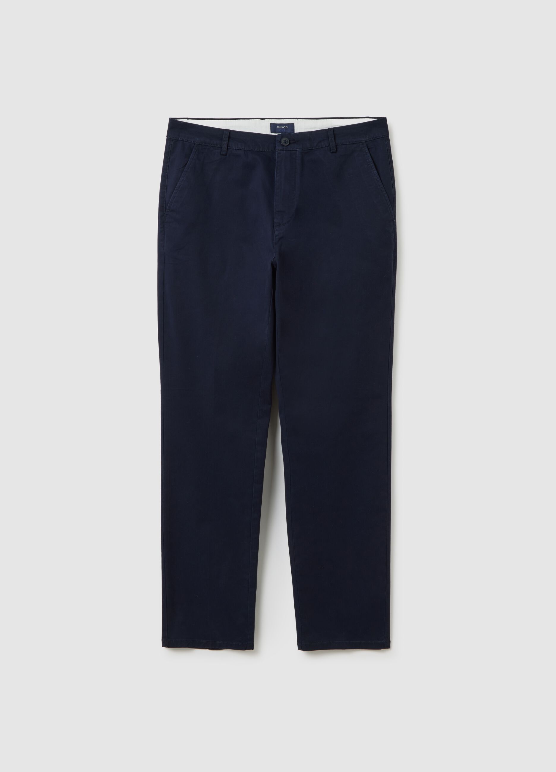 Blue stretch cotton trousers regular fit