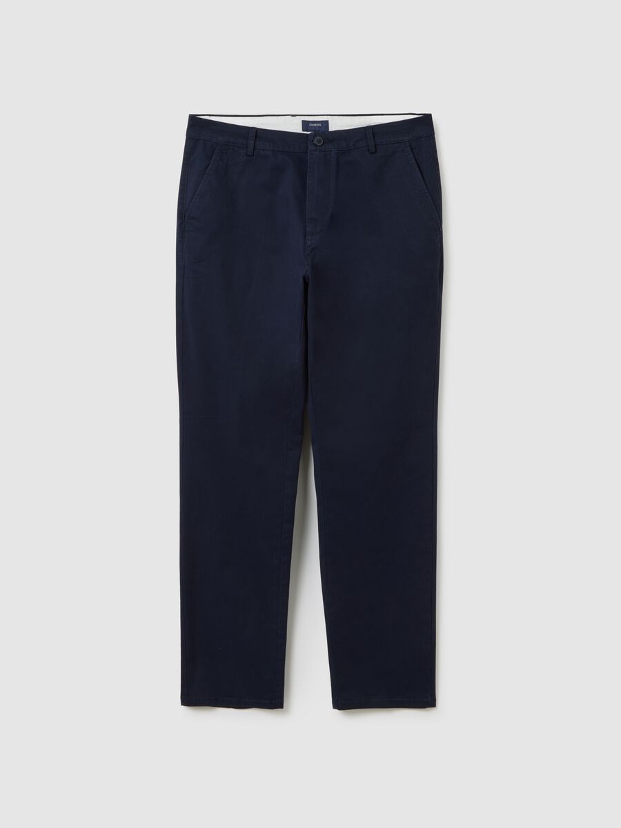 Blue stretch cotton trousers regular fit_0