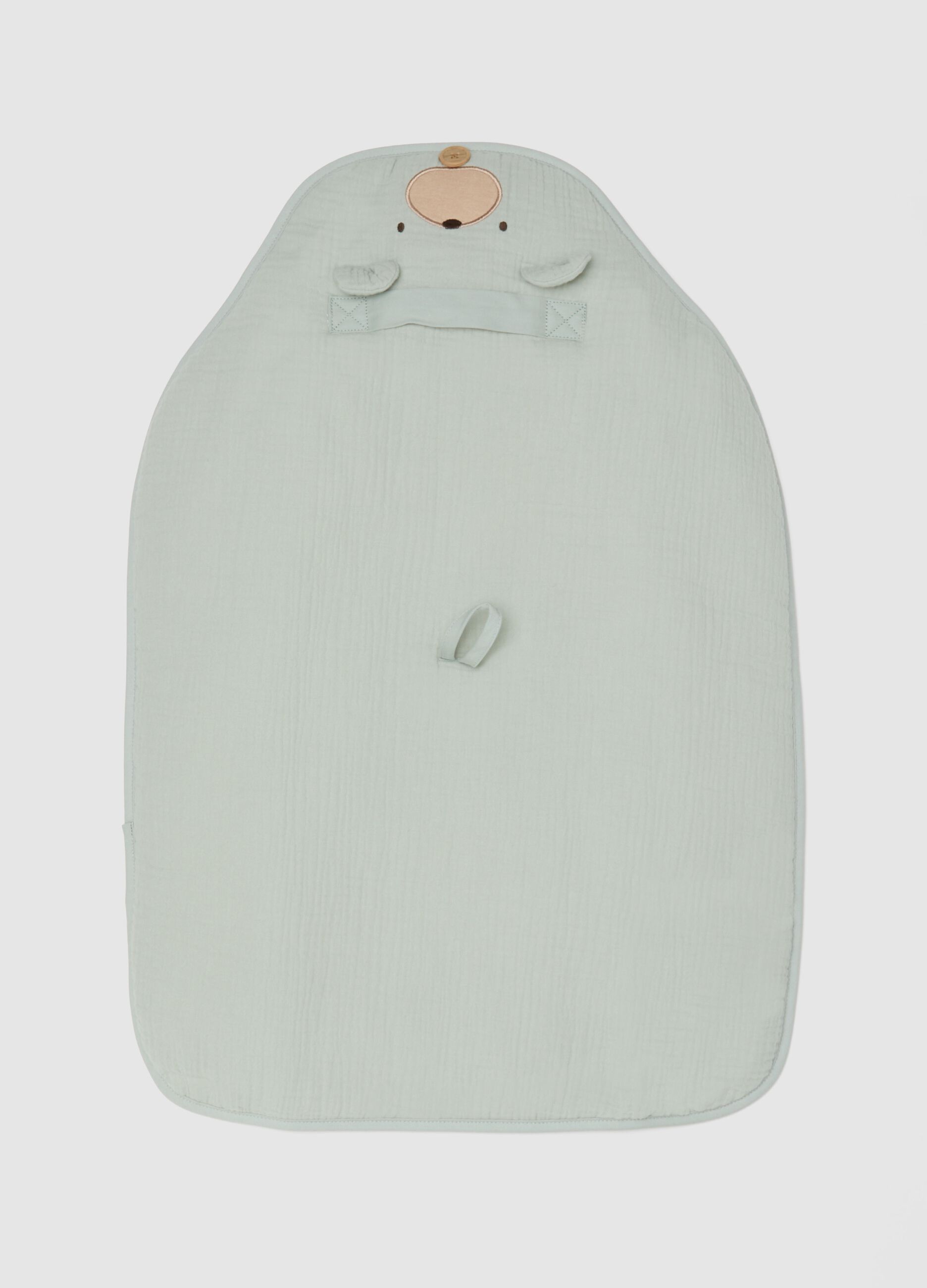 Green 100% cotton baby changing mat with teddy bear design