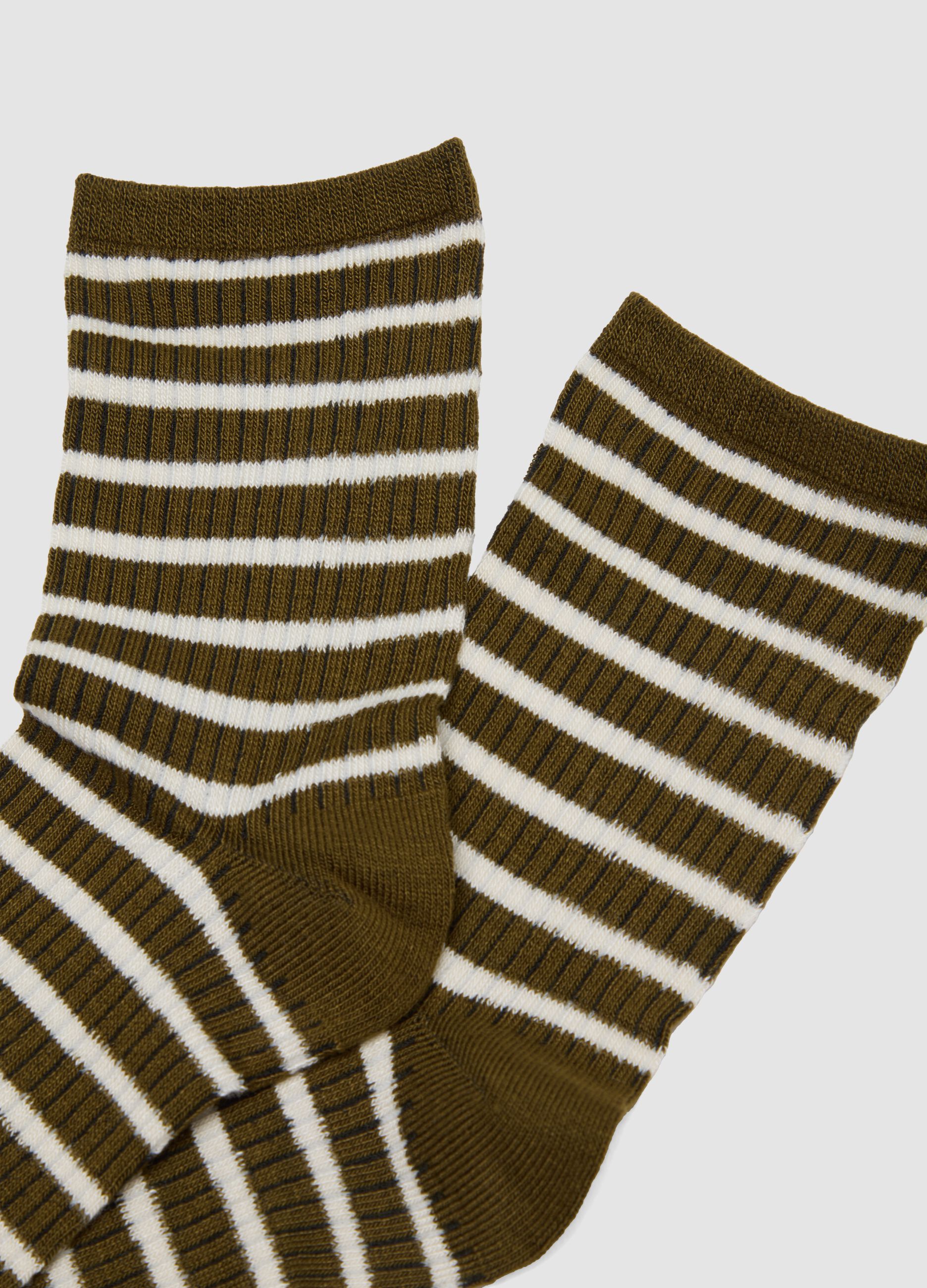 Green striped stretch-fabric socks