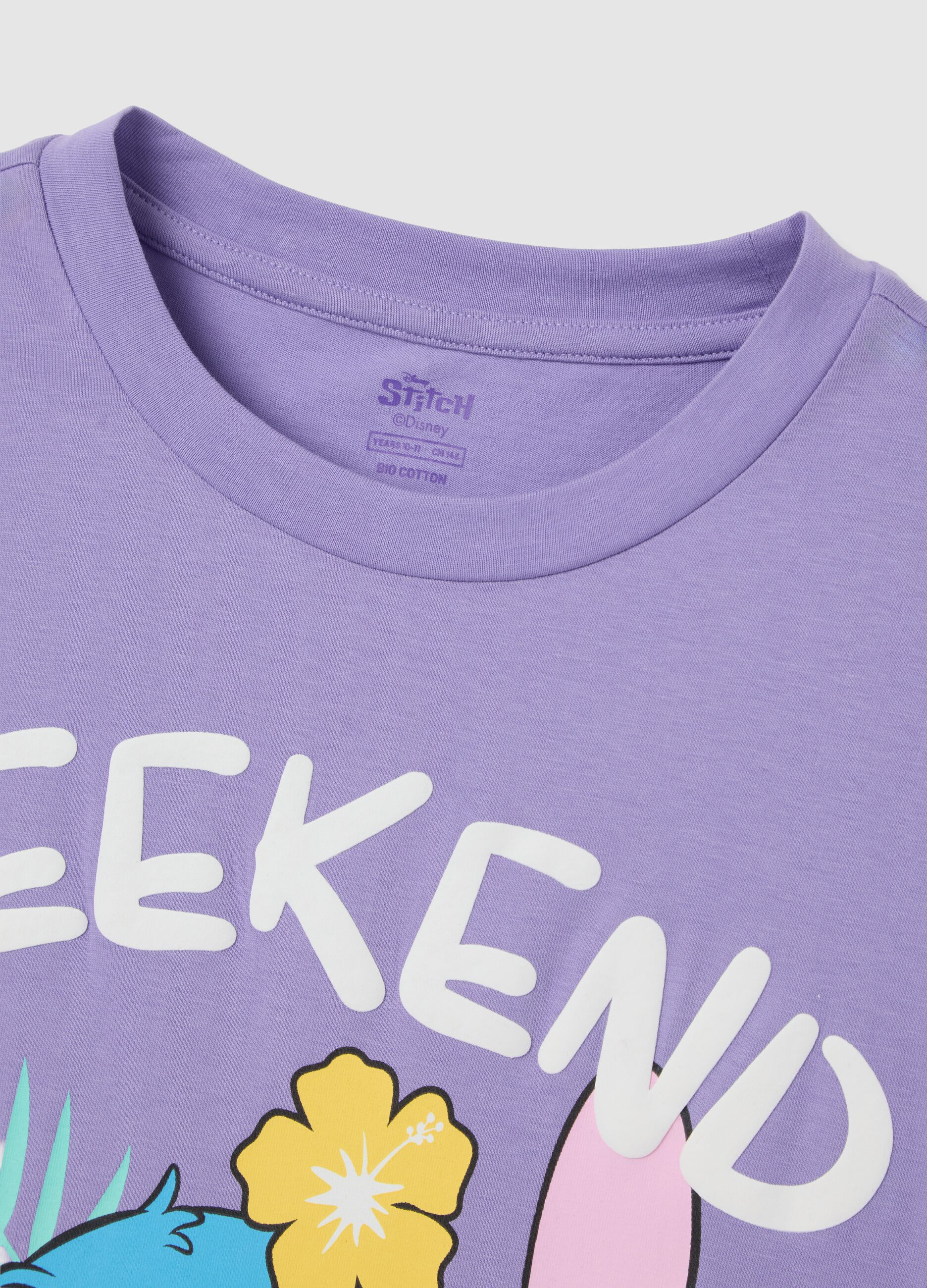 Purple Cotton Nightdress with Stitch Print