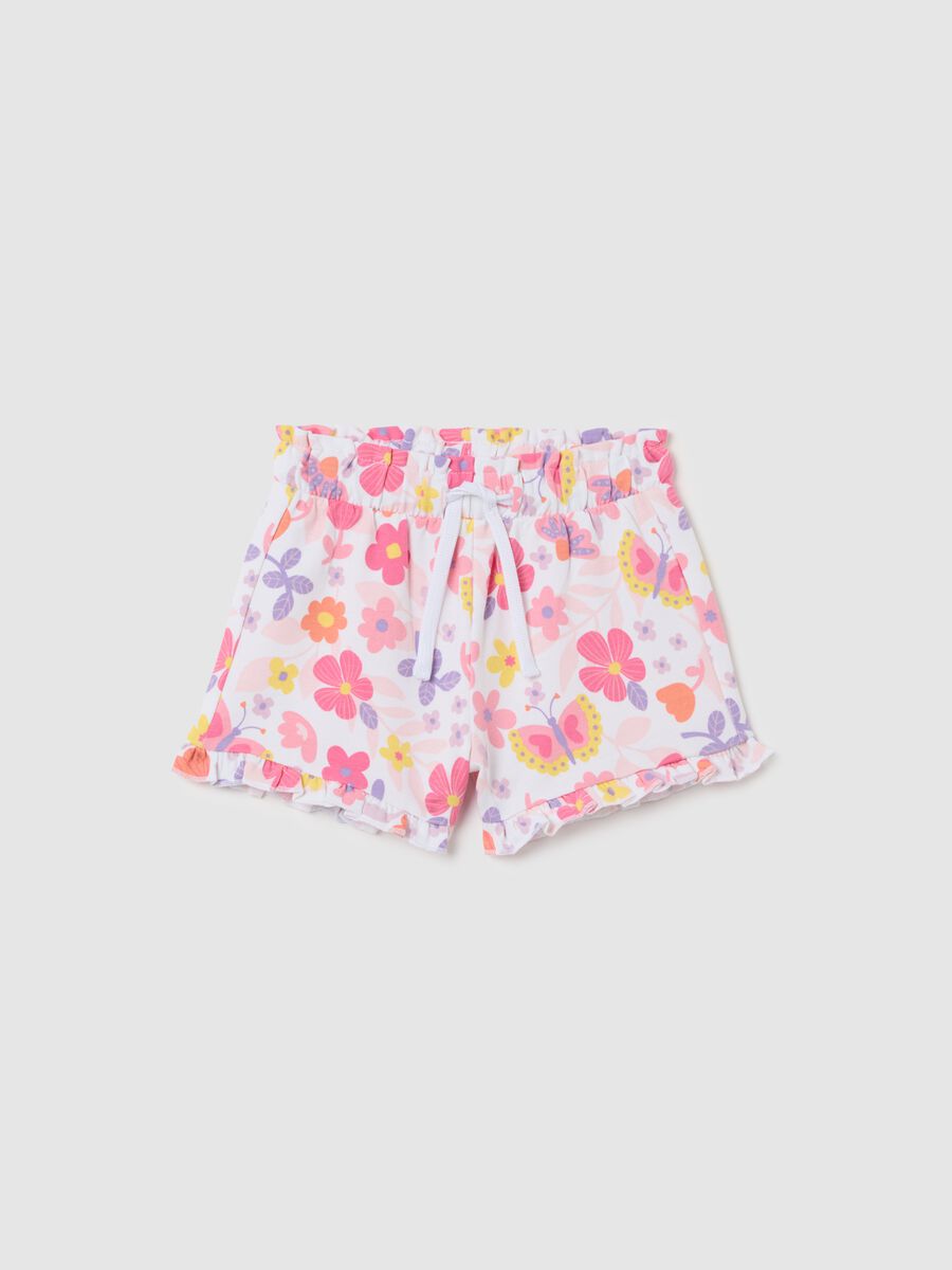 Stretch Cotton Floral Print Shorts Fagottino_0