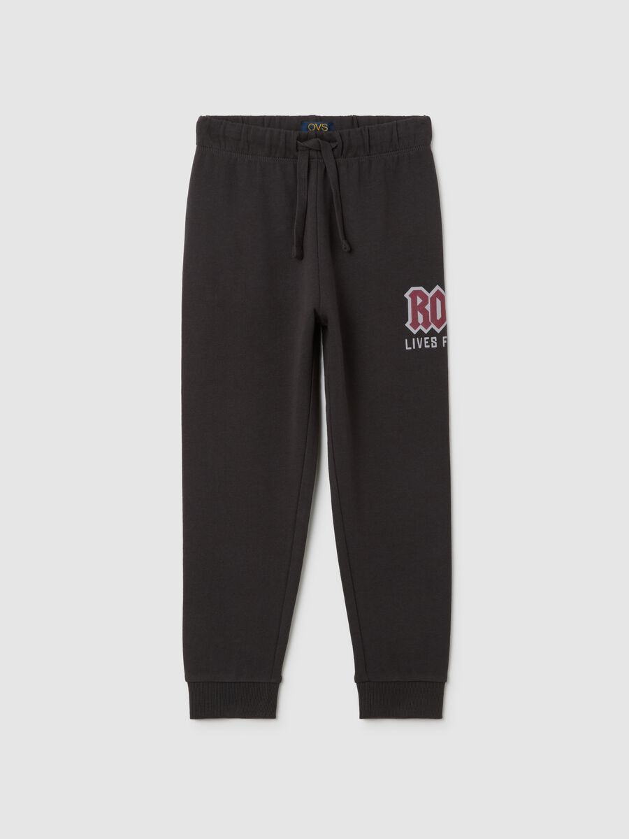 Jogger da bambino in puro cotone nero regular fit_0