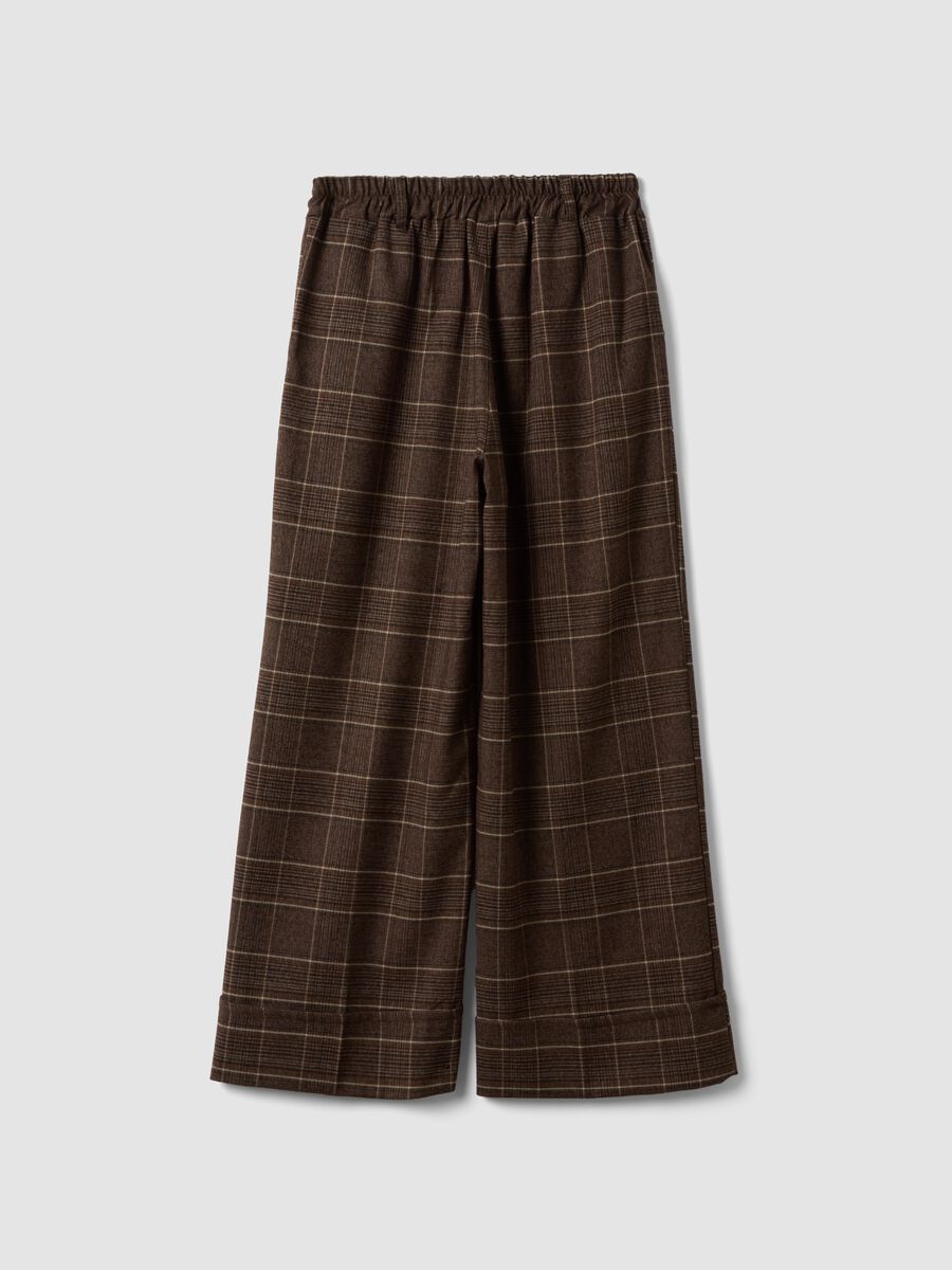 Pantaloni marroni a quadri in misto viscosa elasticizzata regular fit_2