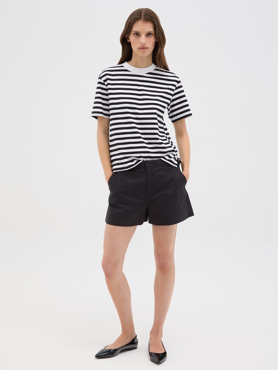 Women's Regular Fit Black Pure Cotton Shorts with Side Pockets_0