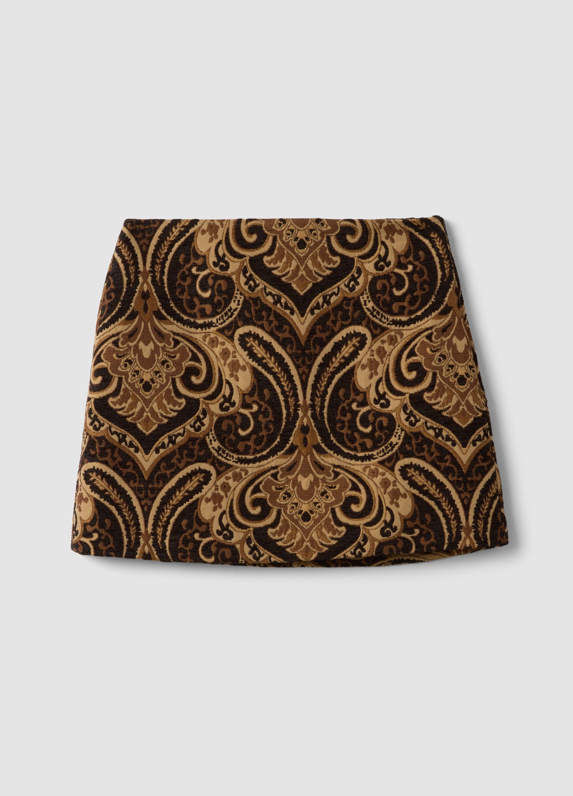 Short brown paisley skirt