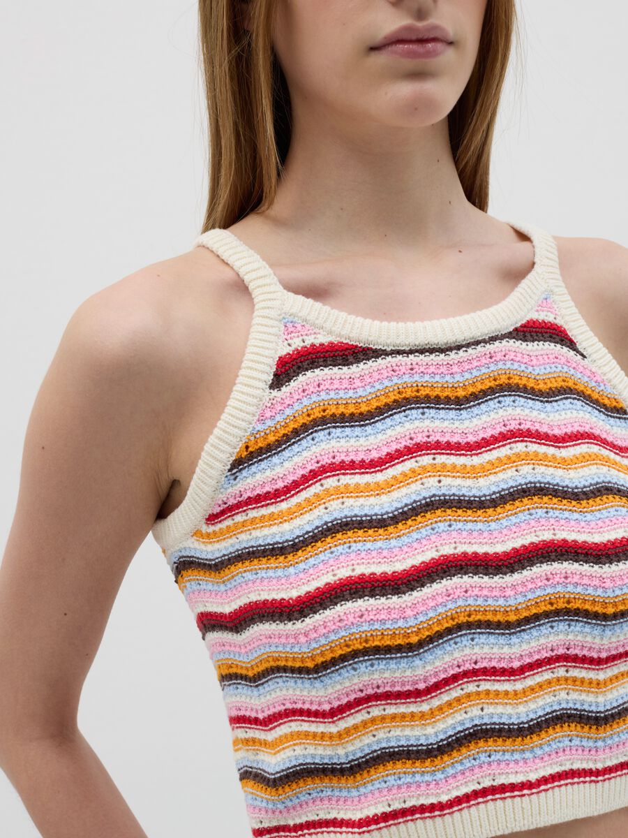 Striped multicolour cotton crop top by B.Angel_2
