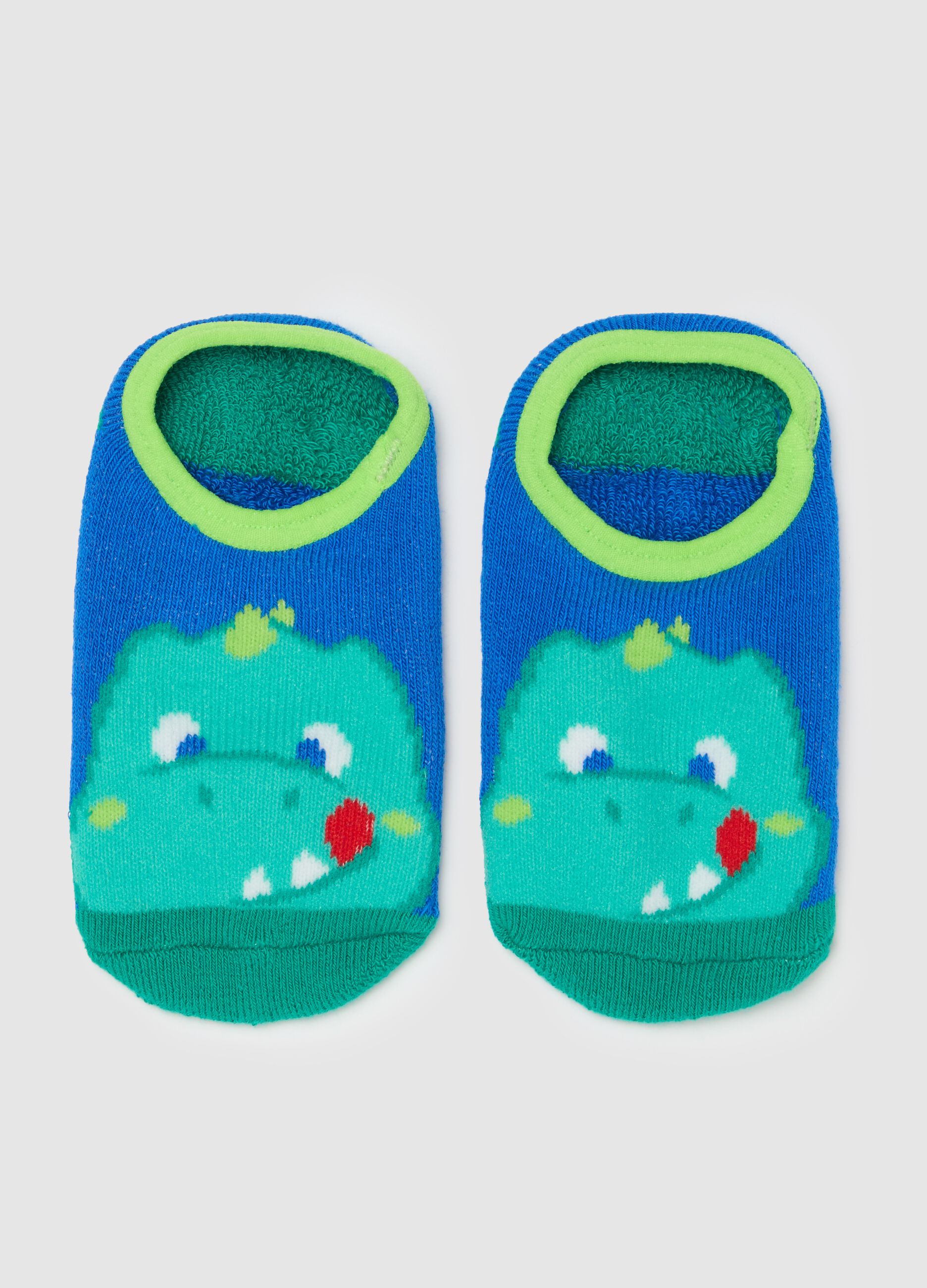 Slipper socks with dinosaur design