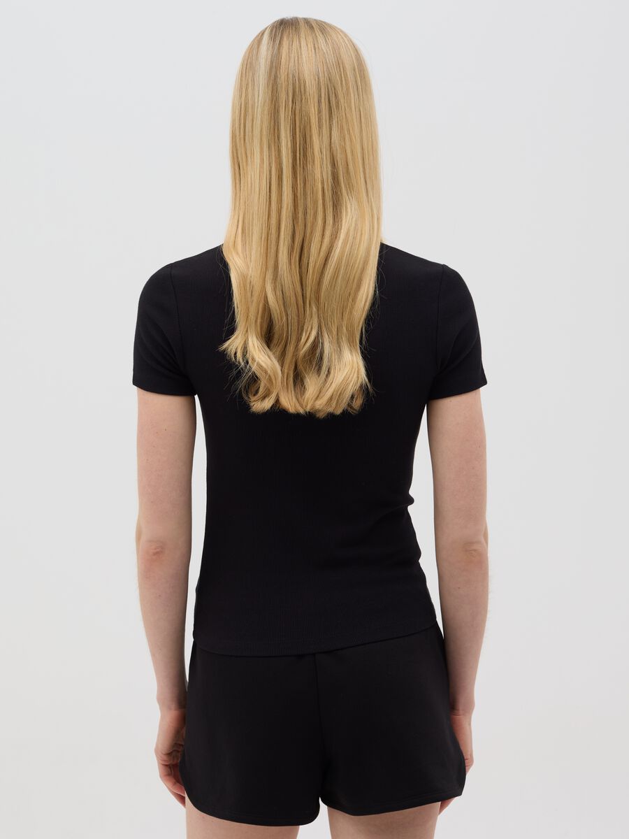 Black Stretch Short Sleeve T-shirt Ovs_2