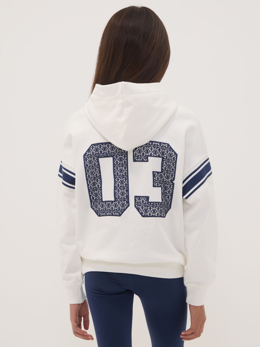 White 100% cotton hoodie with crew neck_2