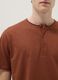 Brown pure cotton regular fit T-shirt with Henley collar_3