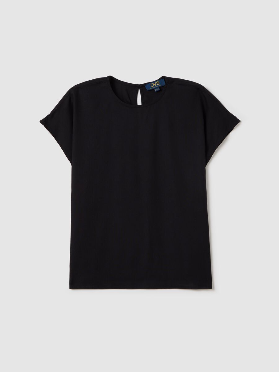 Black short-sleeved blouse in viscose_4