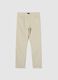 Beige slim fit stretch cotton ribbed trousers_0