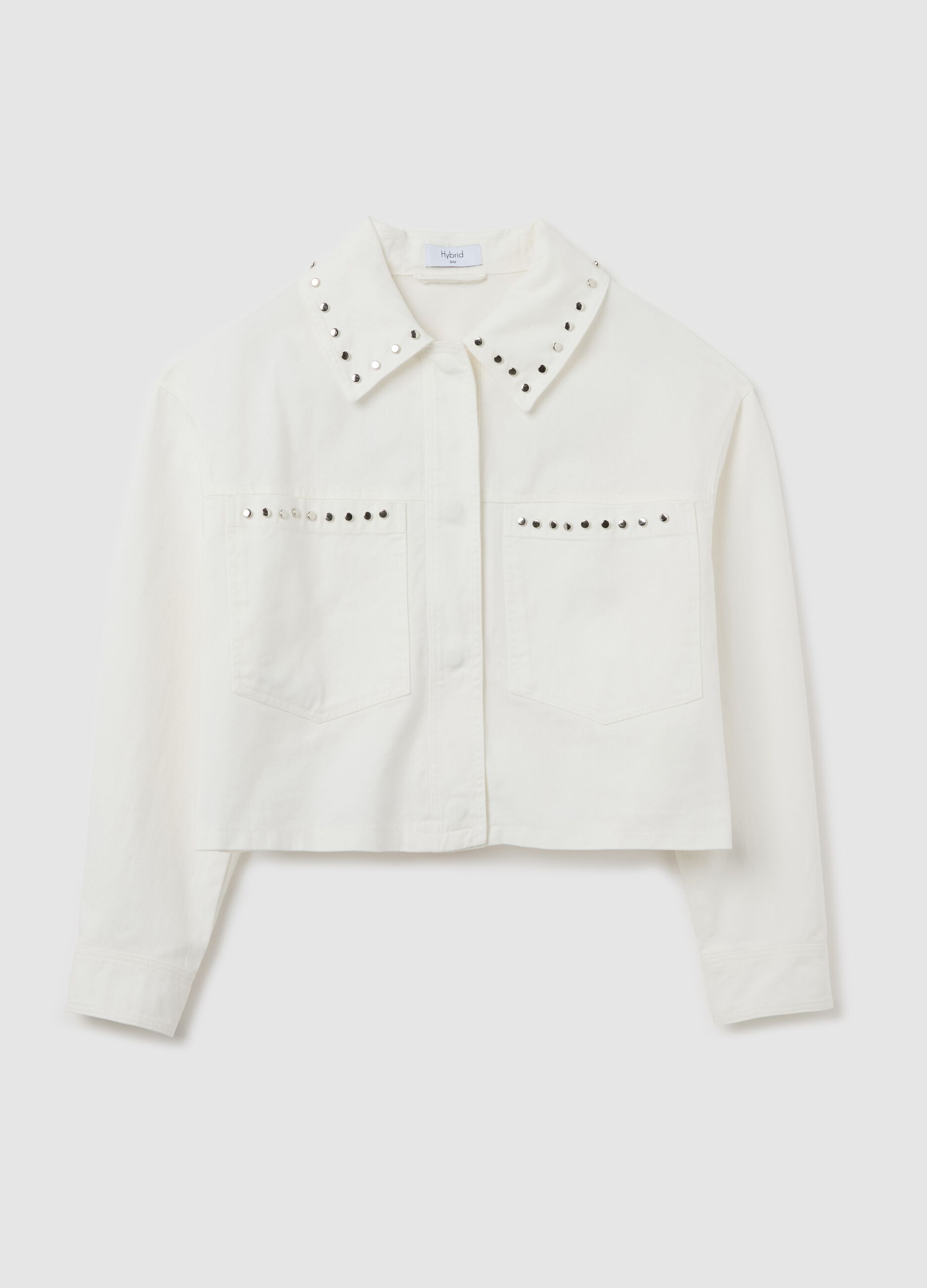 White jacket in cotton with studs
