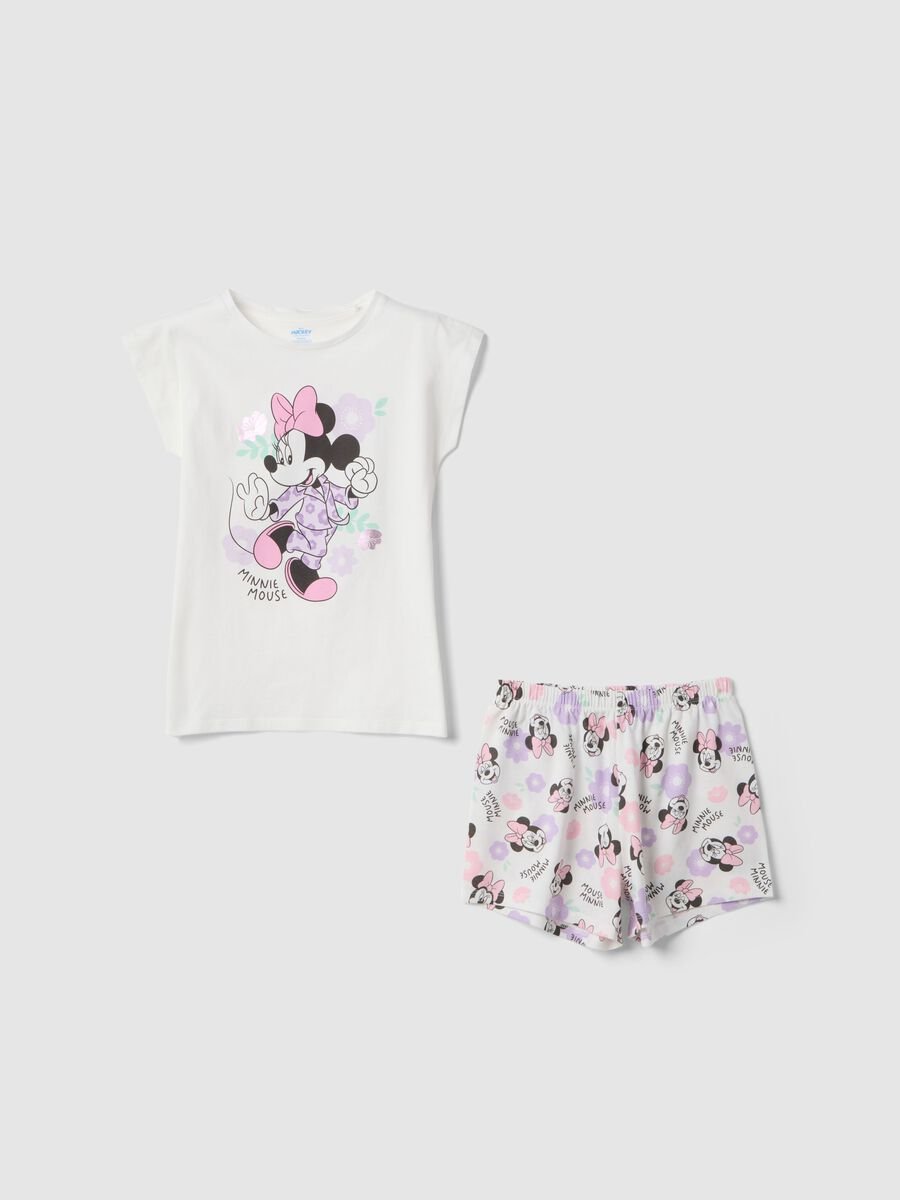 Pigiama in puro cotone bianco da bambina regular fit con Minnie_0