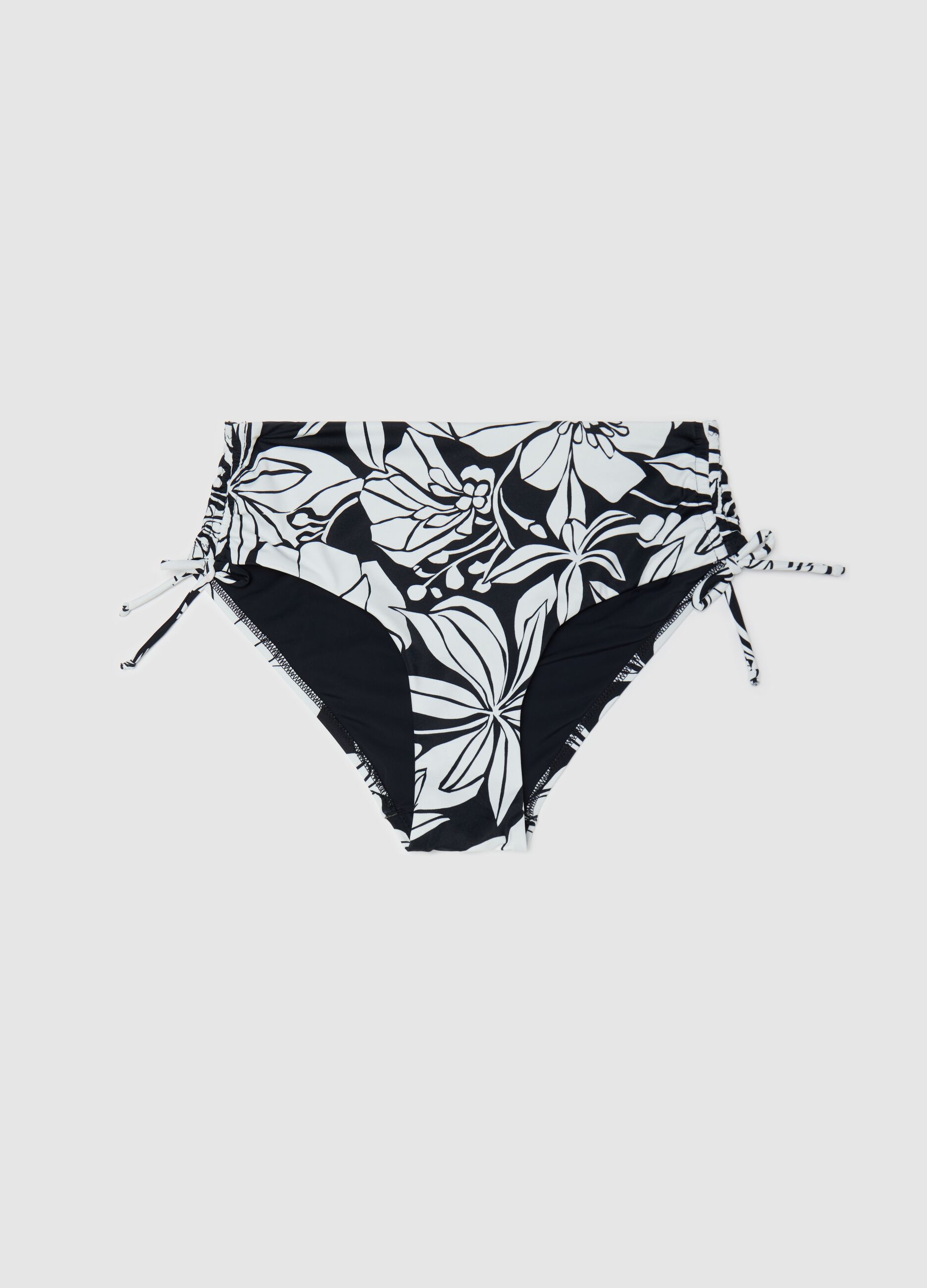 High-waisted bikini briefs with floral print