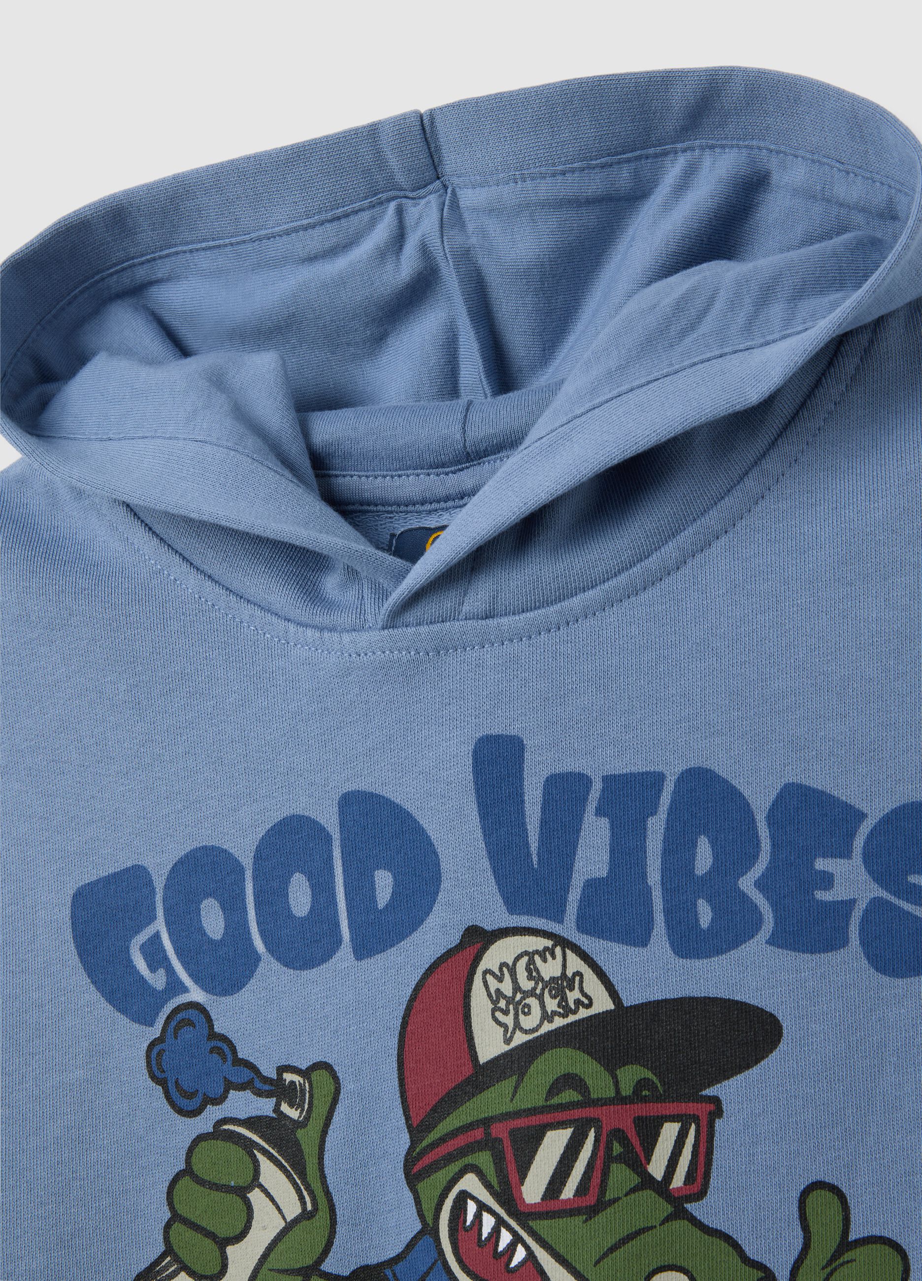 Regular fit light blue children's sweatshirt in pure cotton