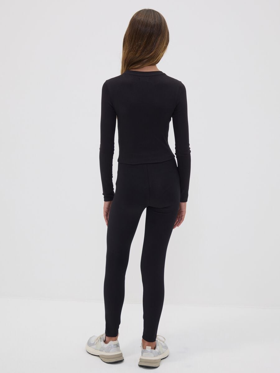 Black skinny girls&rsquo; leggings in stretch organic cotton_2