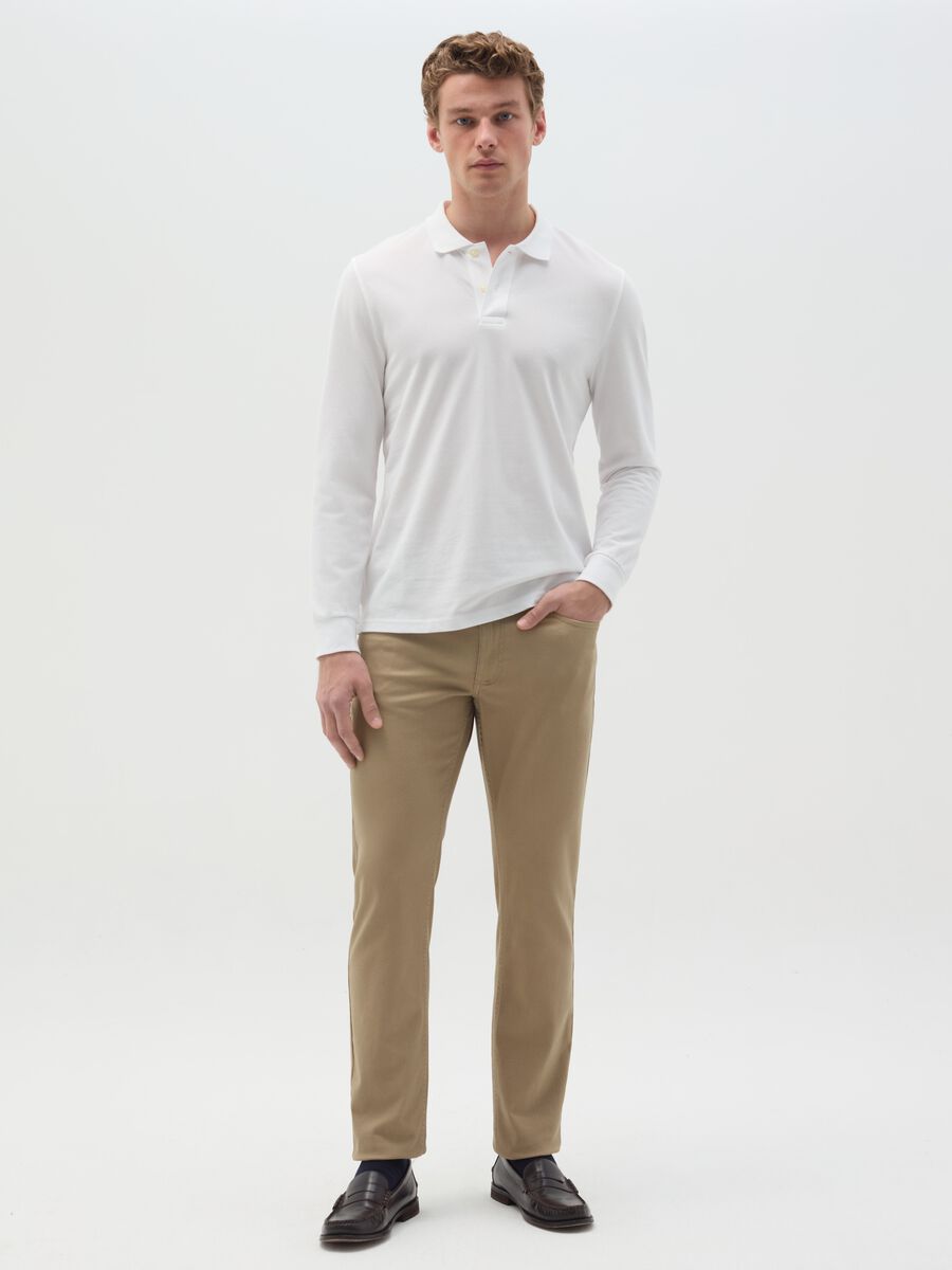 Regular-fit chino trousers with micro pattern_0