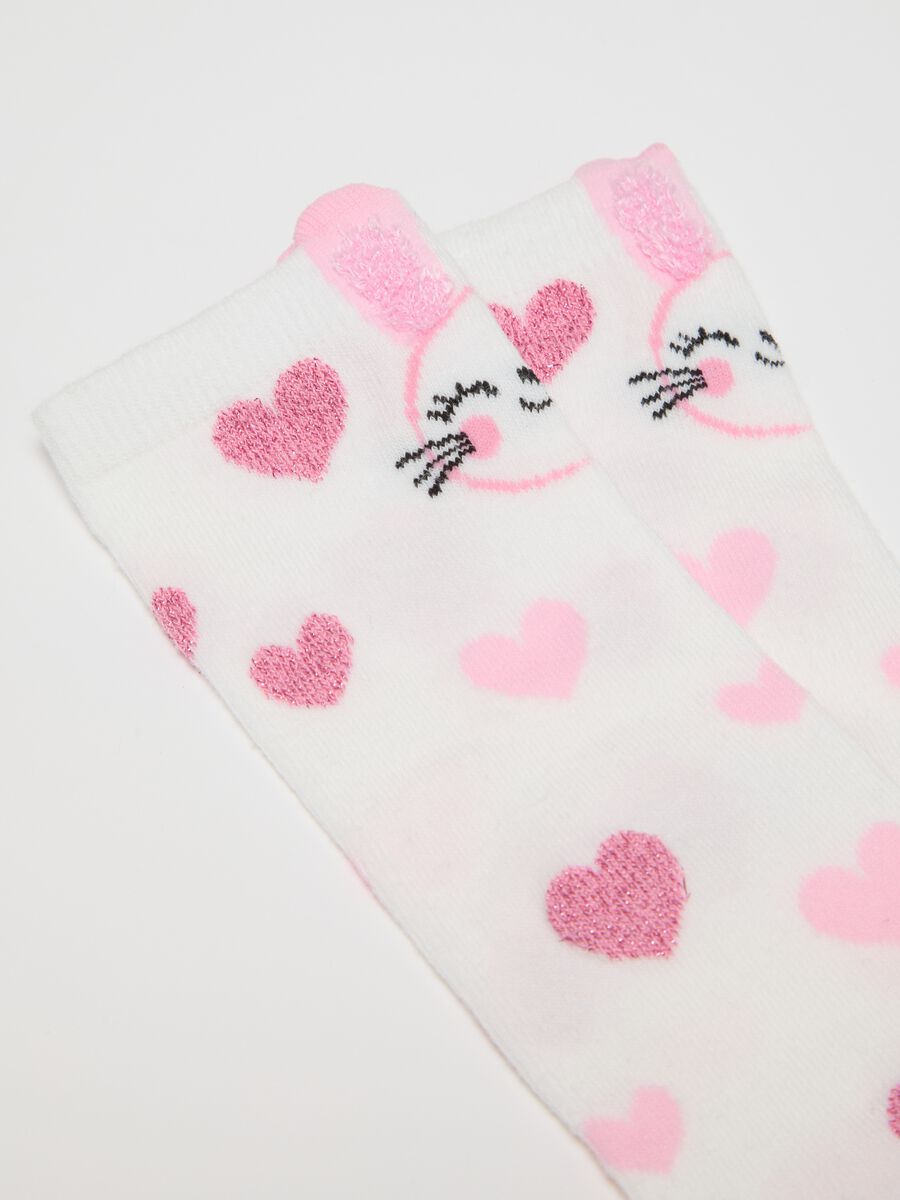 Pack of two pairs of girls' socks in pink cotton blend_2