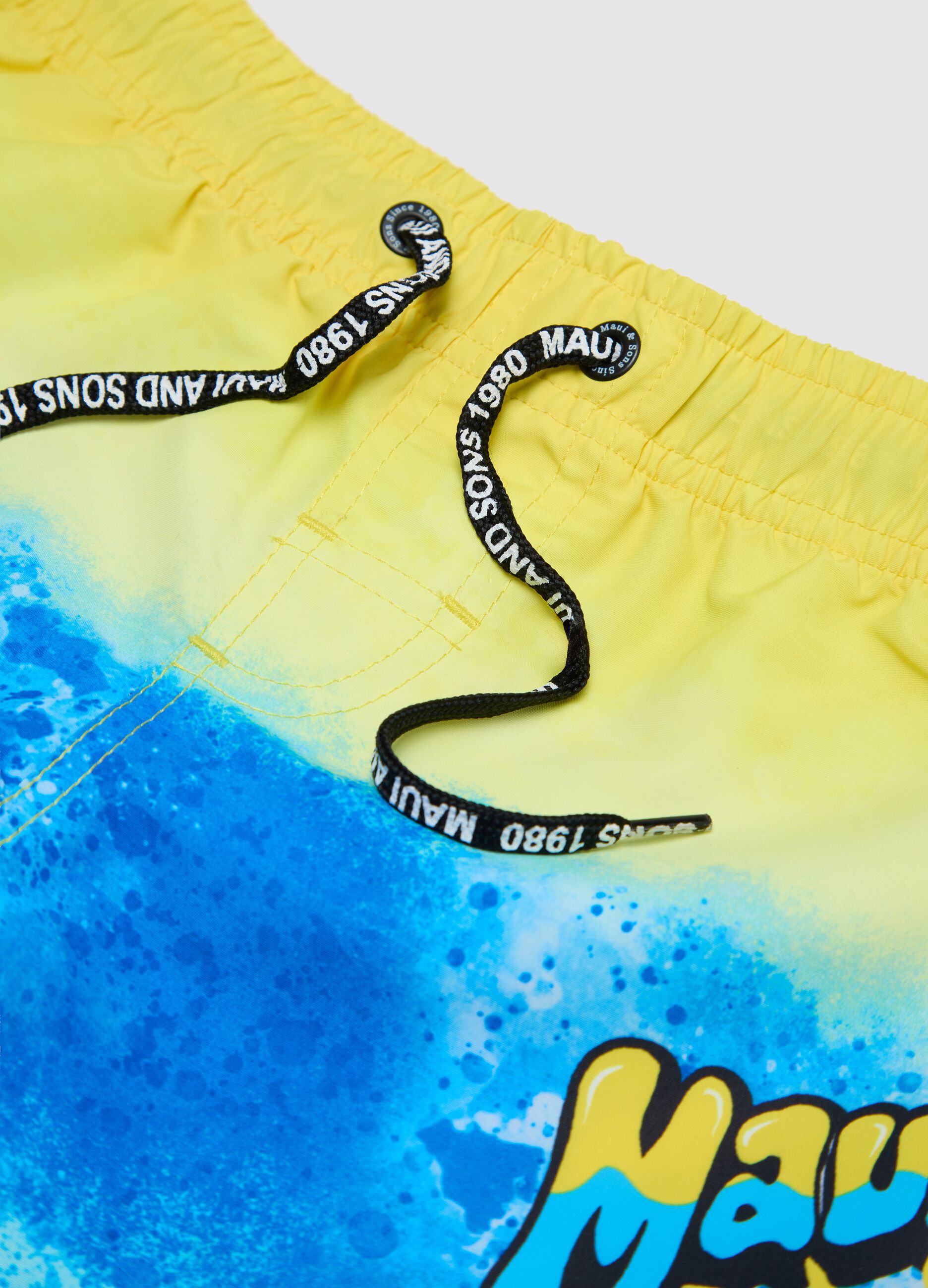 Yellow and blue swim boxers for kids
