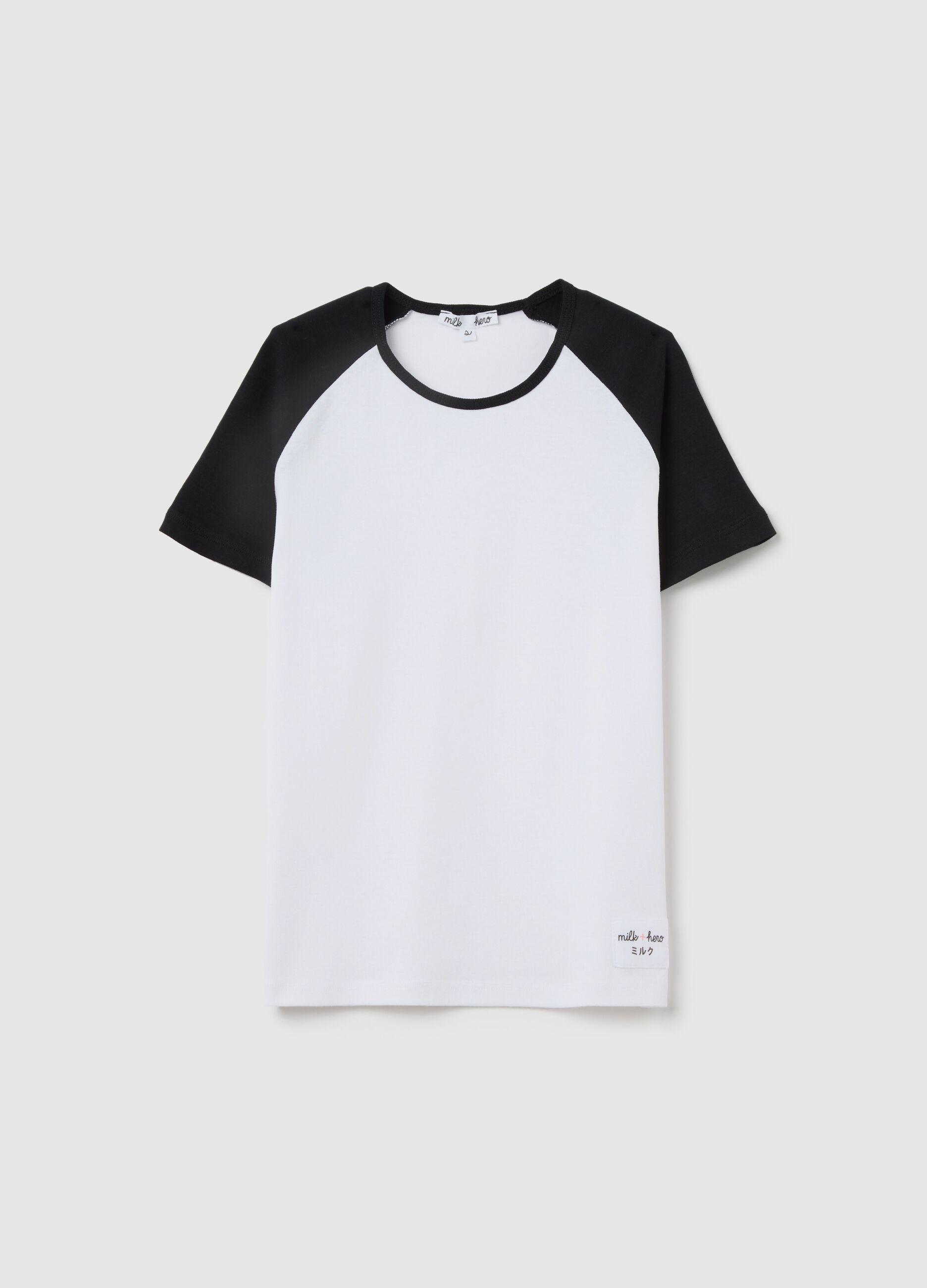 White T-shirt with black raglan sleeves