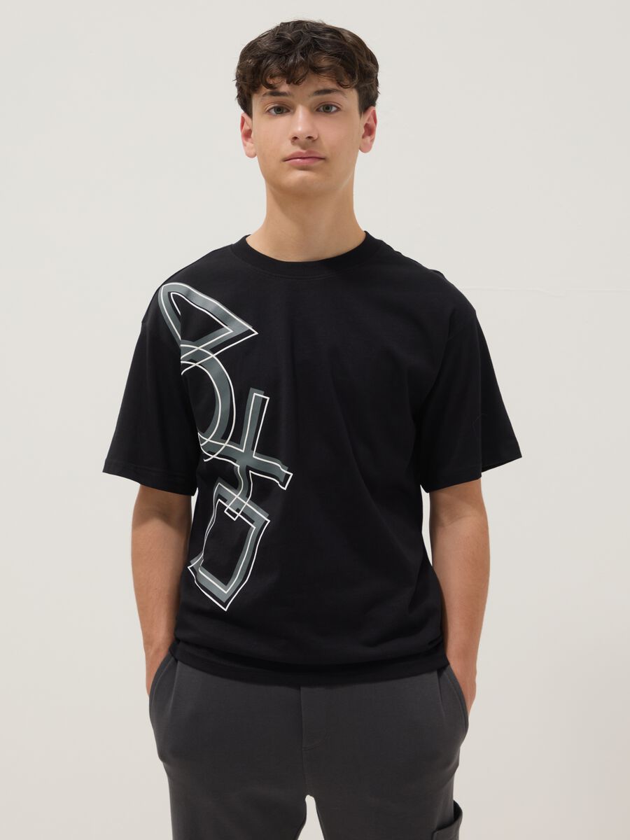 Boys&rsquo; black PlayStation logo T-shirt in 100% cotton, relaxed fit_0