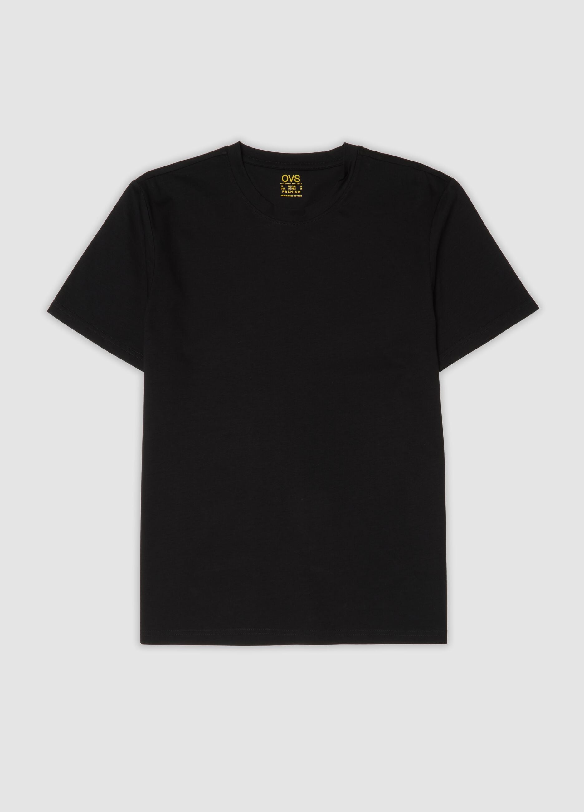 T-shirt nera in puro cotone mercerizzato a girocollo