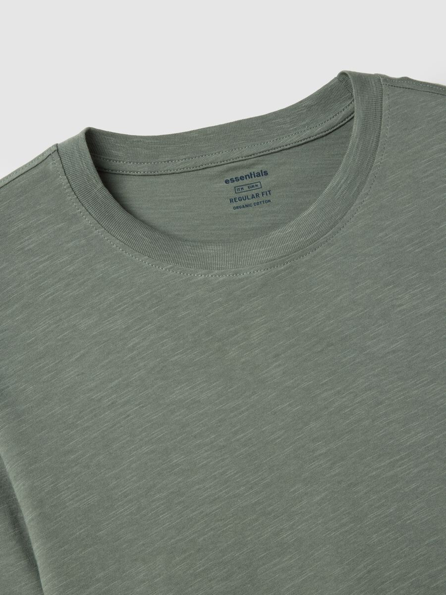 Green long-sleeved T-shirt in pure cotton with regular fit_5