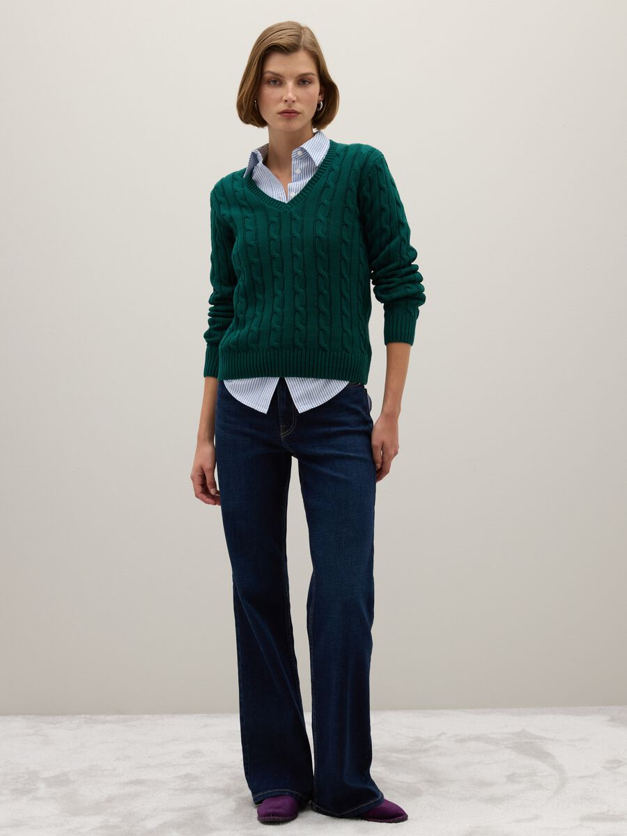 Maglione in puro cotone verde regular fit_1
