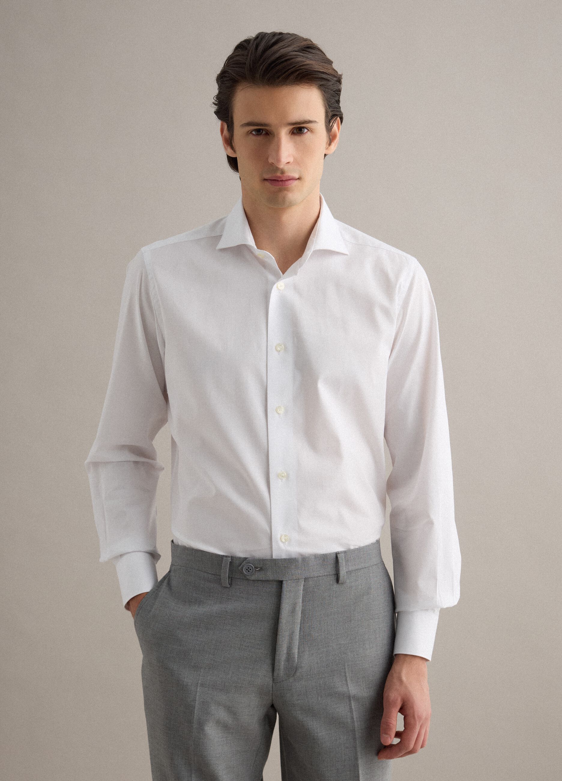 Slim fit white pure cotton shirt
