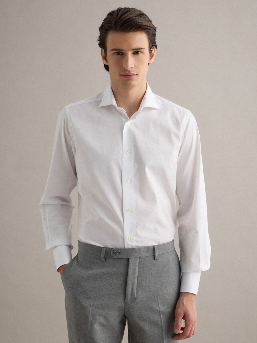 Slim fit white pure cotton shirt_1