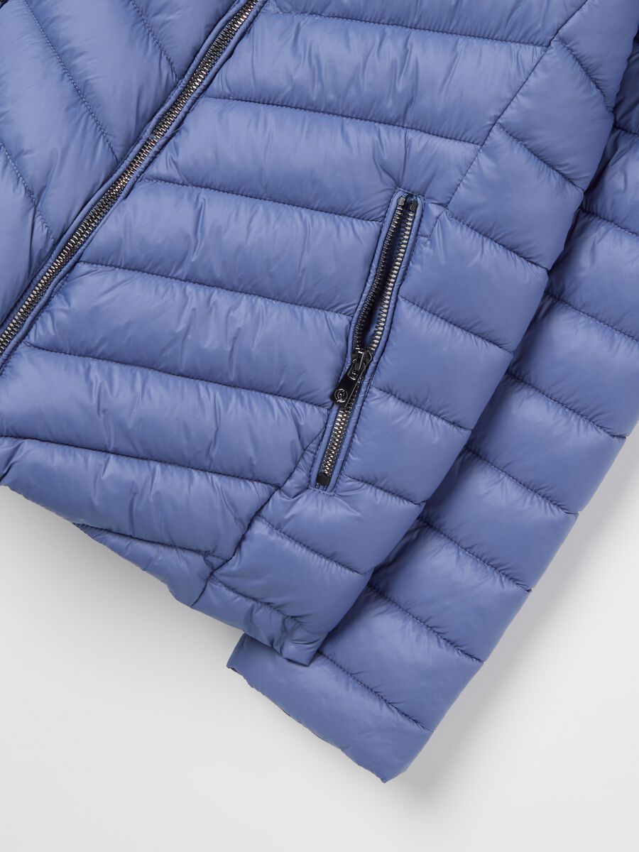 Blue padded jacket regular fit with hood_5