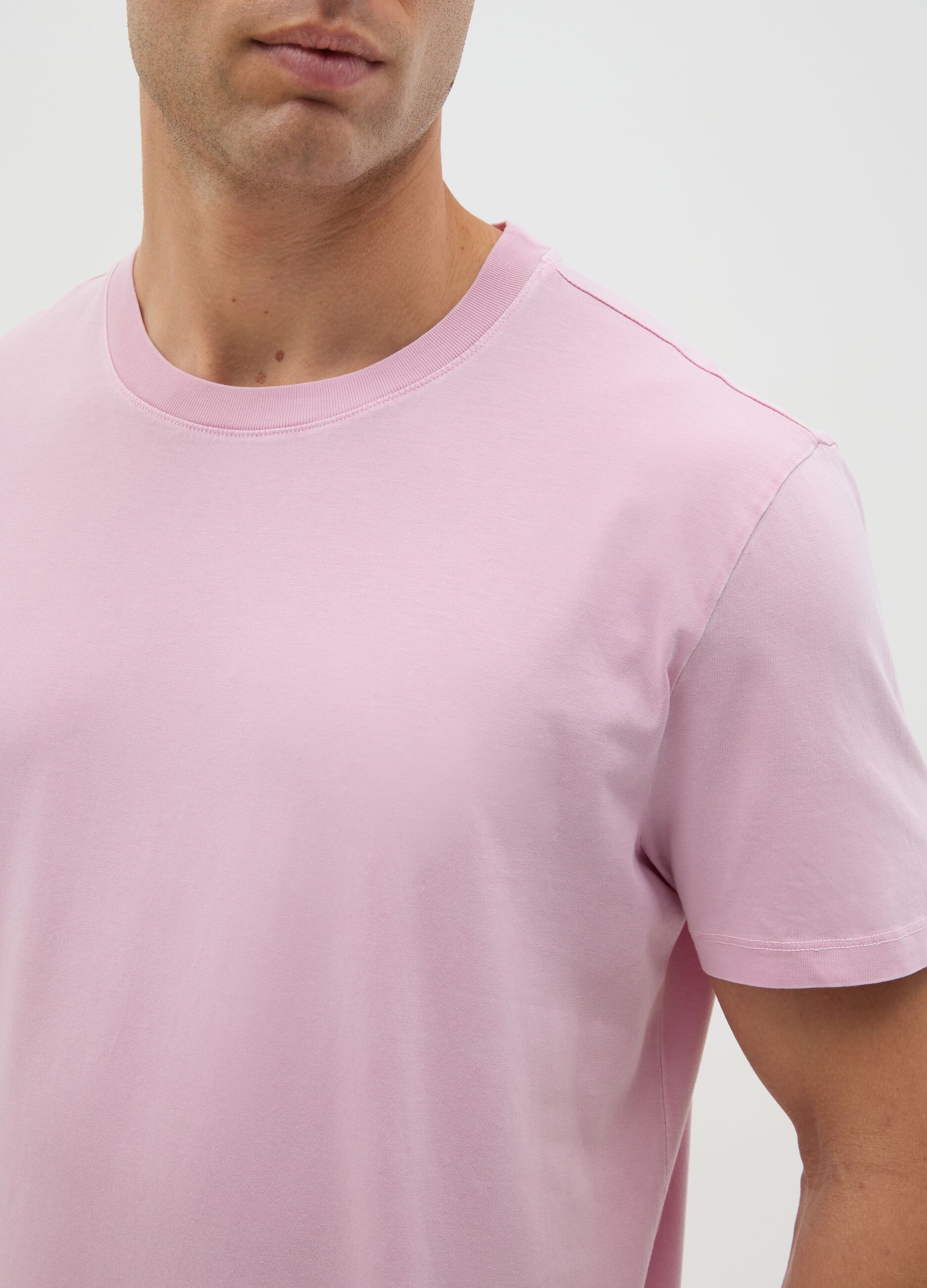 T-shirt rosa da uomo in puro cotone italiano regular fit