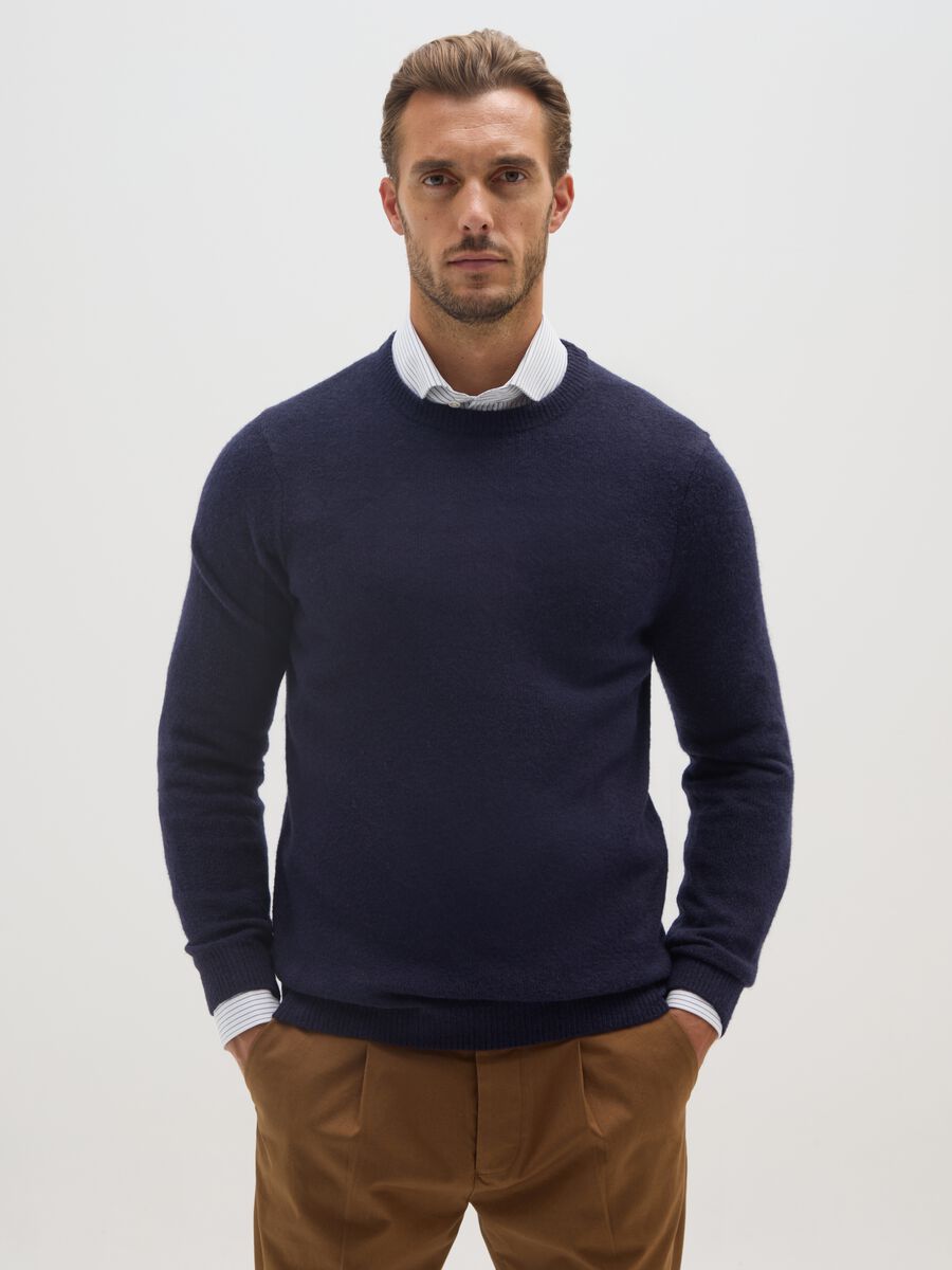 Regular Fit Blue Crewneck Jumper_0