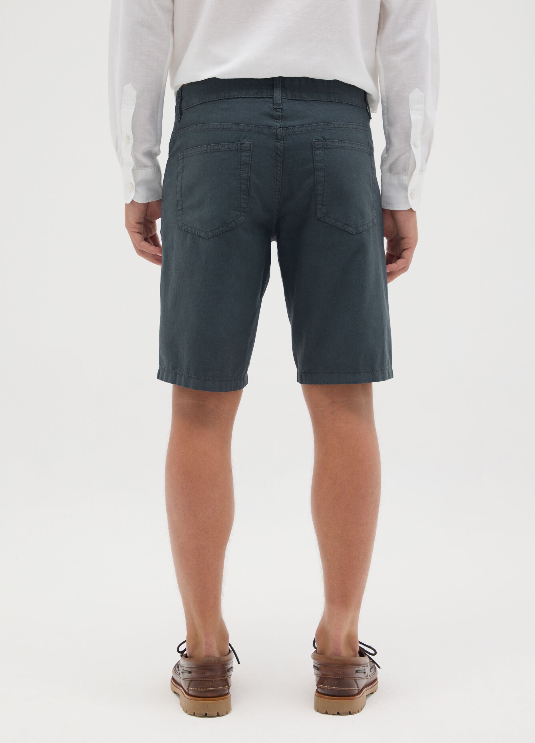Shorts da uomo in cotone blu regular fit
