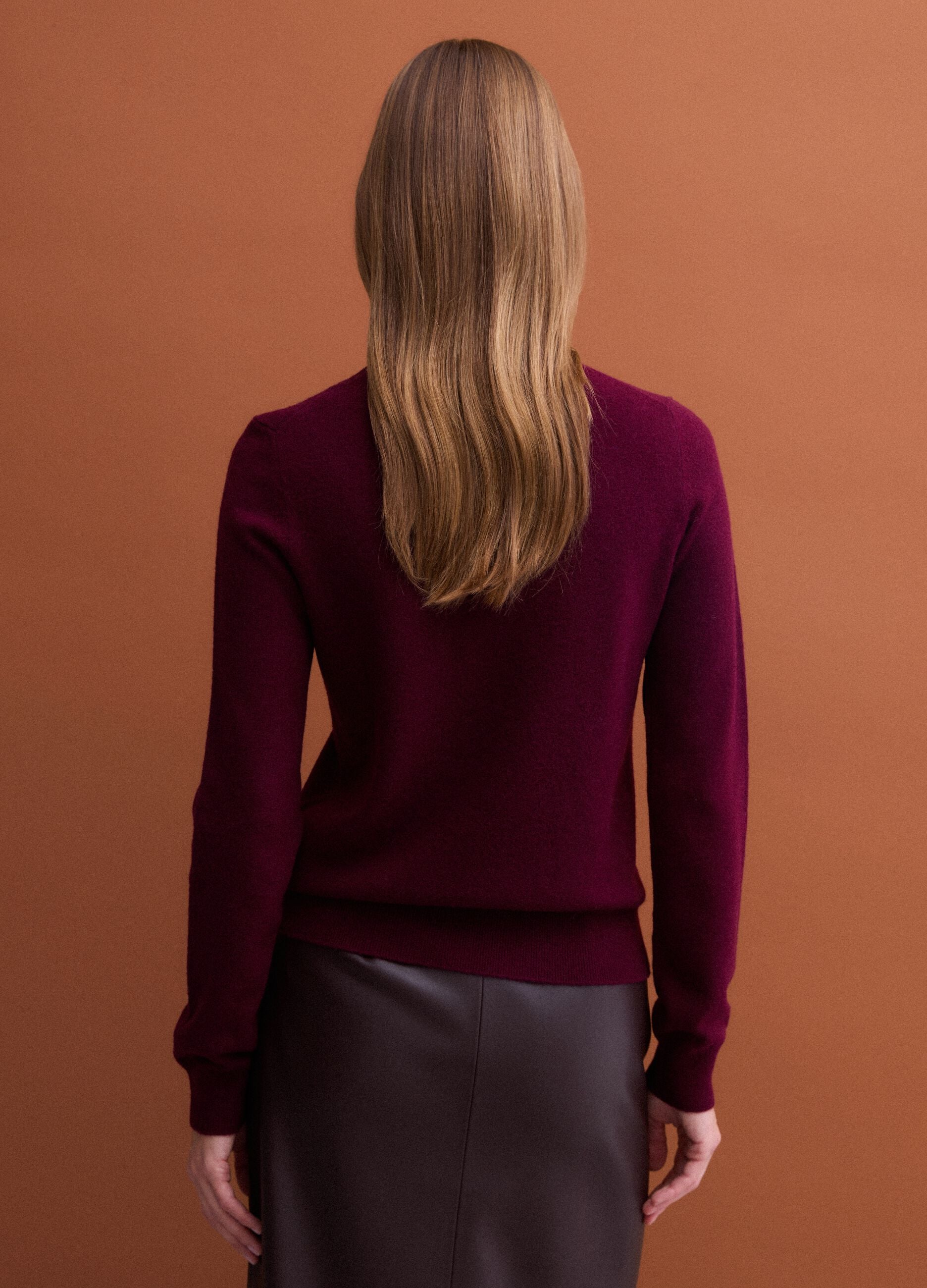 Red pure wool crew-neck jumper