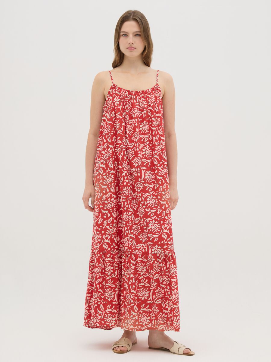Women's long dress in multicoloured viscose wide fit_0