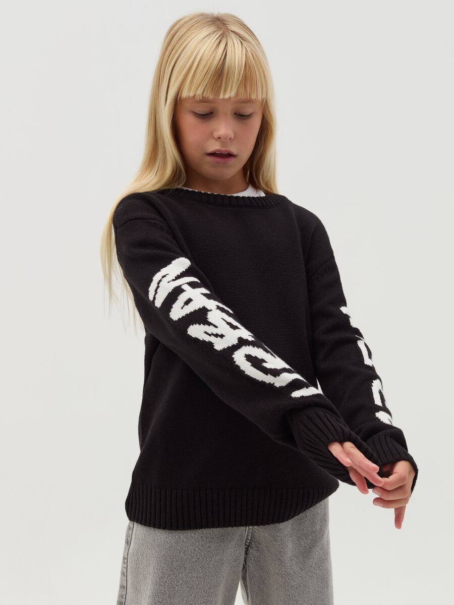 Pullover oversize con lettering jacquard_0