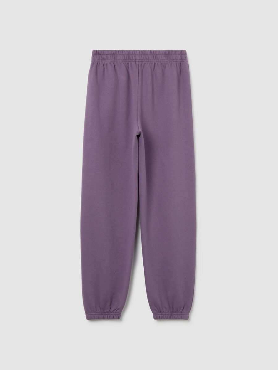 Girls' Purple Jogger Trousers in Pure Cotton with Print_1