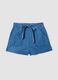 Denim shorts azzurri in puro cotone con vita elasticizzata regular fit_0