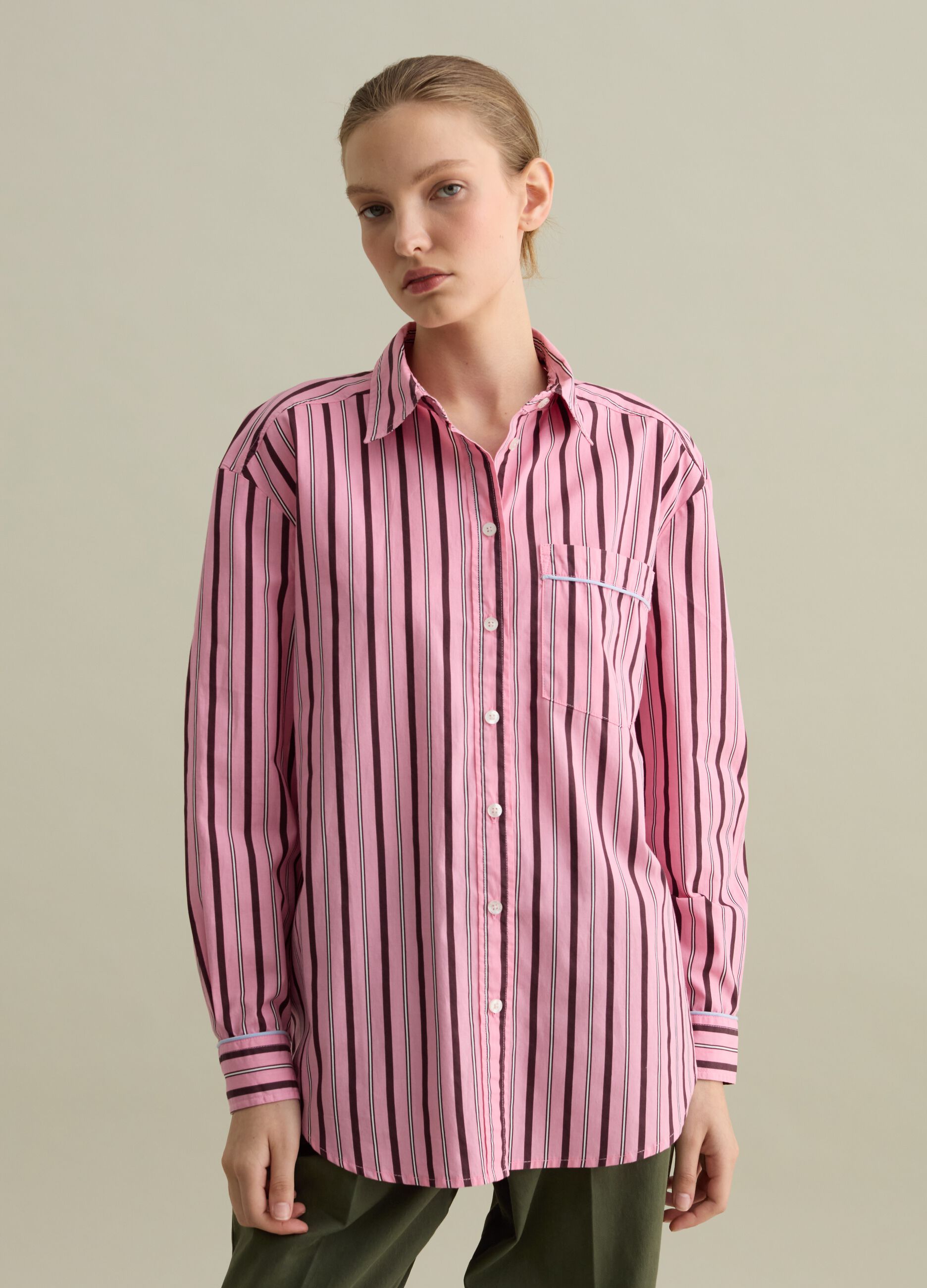 Camicia in oxford a righe con tasca