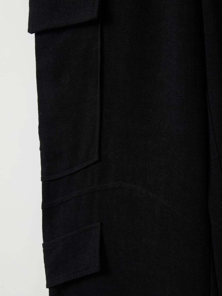 Cargo Linen Wide Leg Trousers Black_6