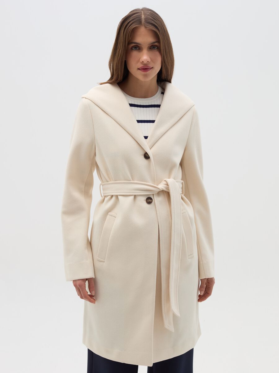 Coat in soft fabric with hood_0