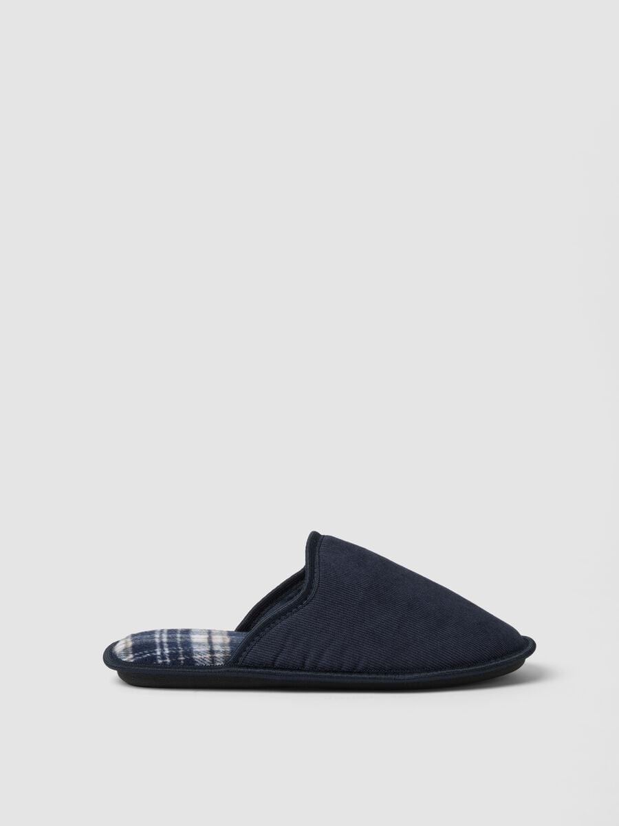 Blue men's slippers with checked lining_0
