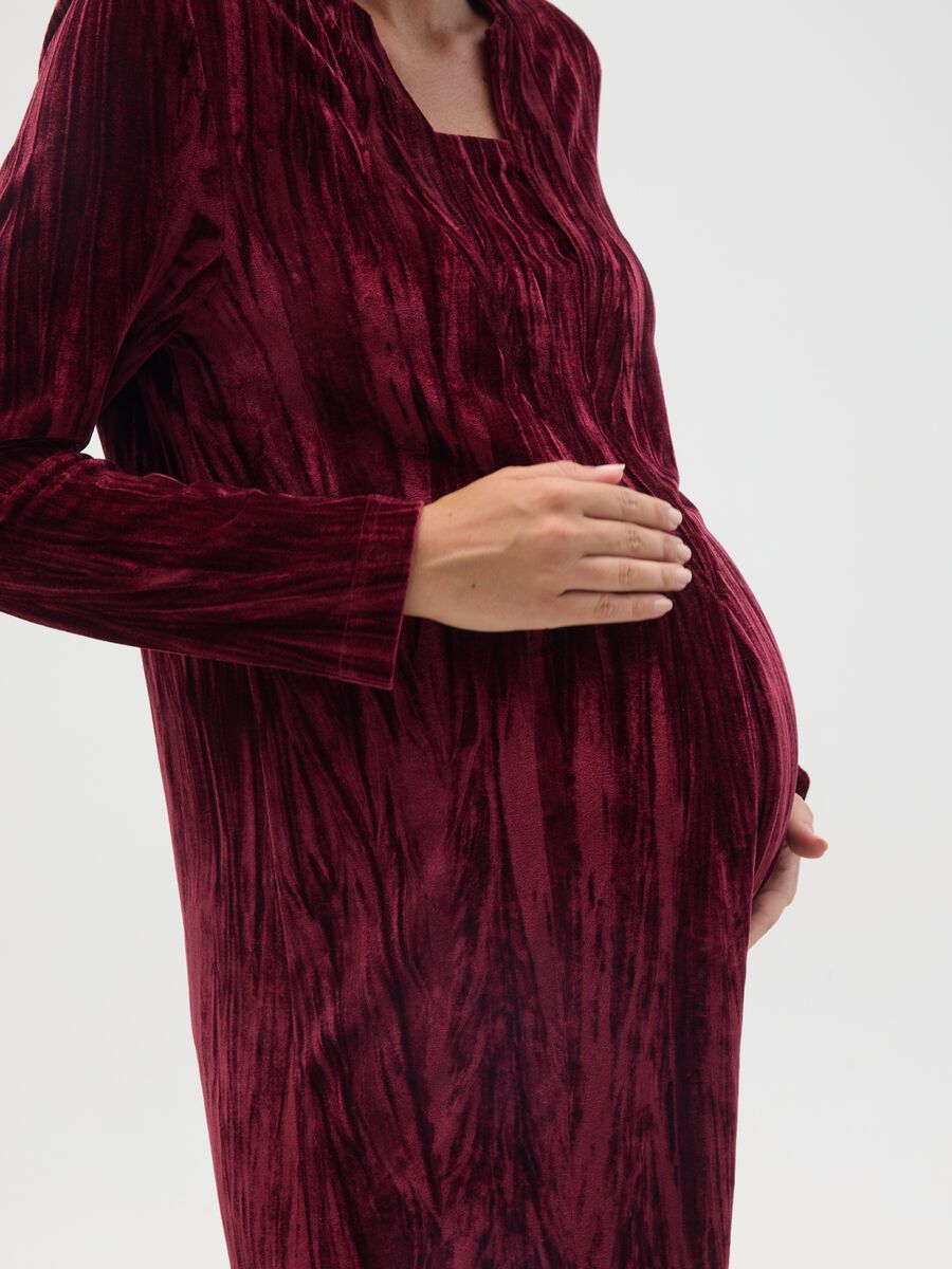 Abito premaman in velluto bordeaux elasticizzato_2