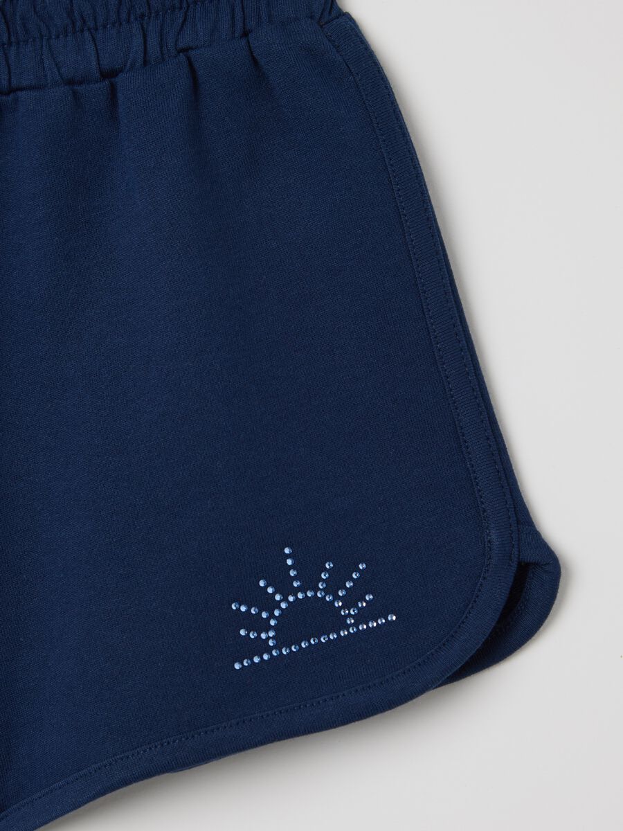Blue Pure Cotton Shorts for Girls OVS Kids_2