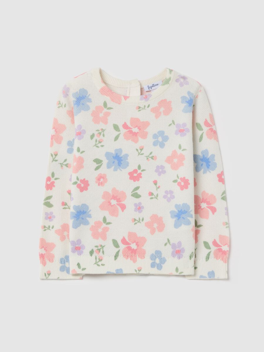 Cotton pullover with flowers design_0
