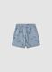 Blue pure cotton children's regular fit shorts with prints_1